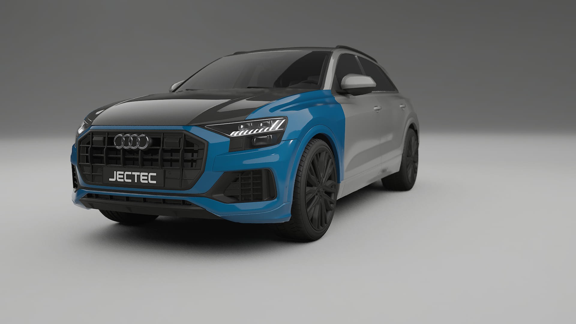 Lackskyddsfilm Audi Q8 F1 prefacelift | CrystalGuard Framskyddskit med Kolfiberhuv