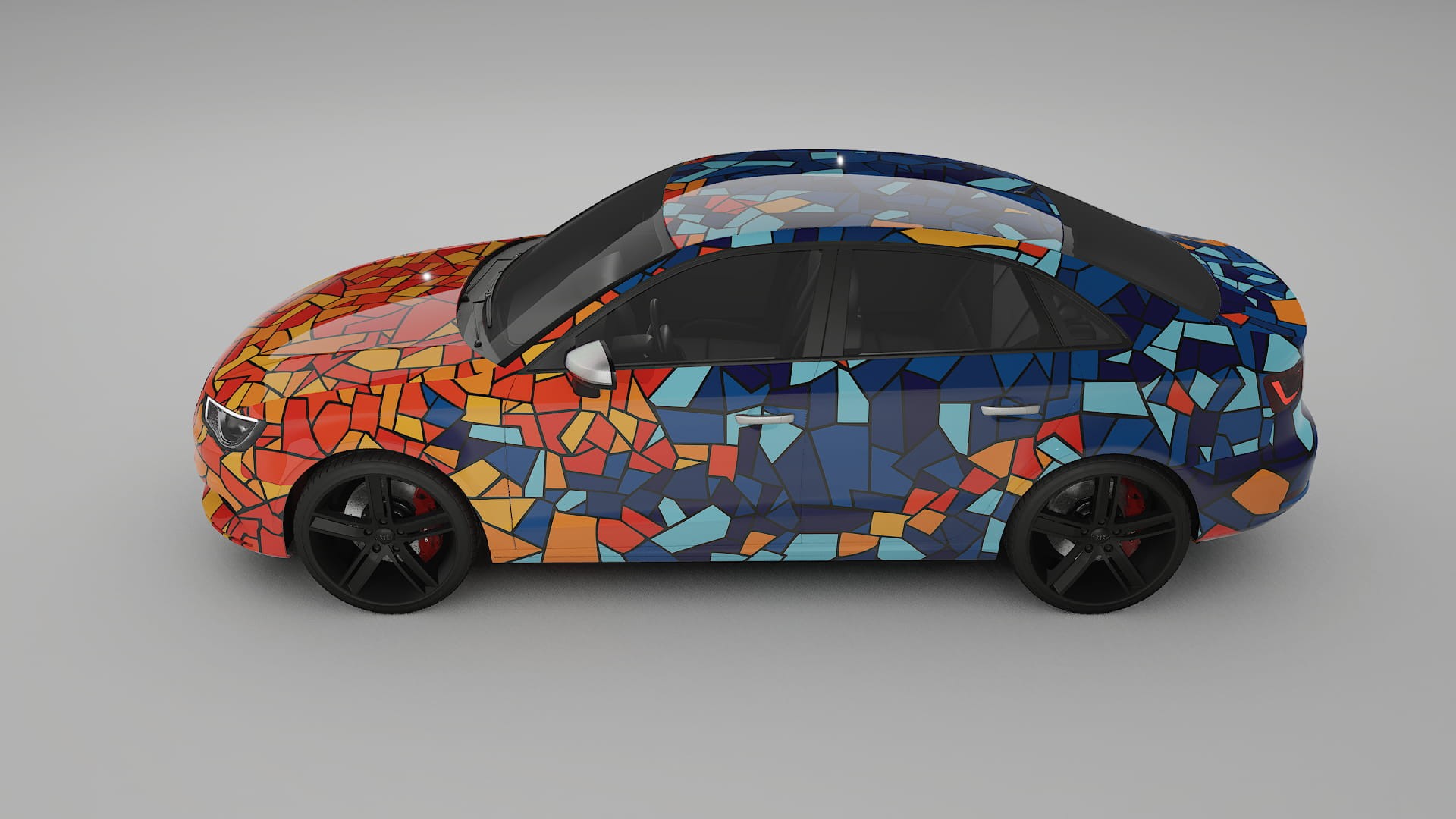 Audi A3 8V sedan prefacelift pre-LCI BARCELONA – Designad Wrap PPF-sats i utskrivbar polyuretanfilm