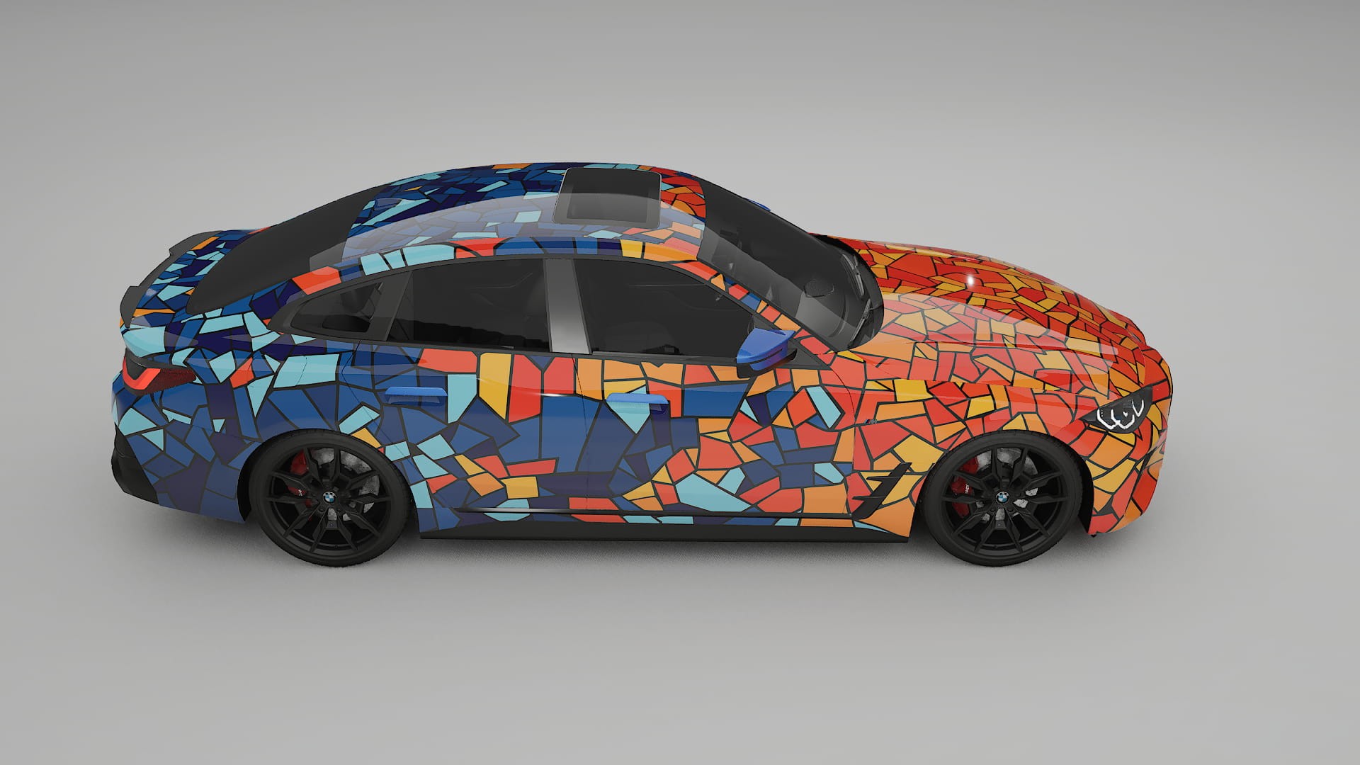 BMW I4 G26 M-Package BARCELONA – Designad Wrap PPF-sats i utskrivbar polyuretanfilm