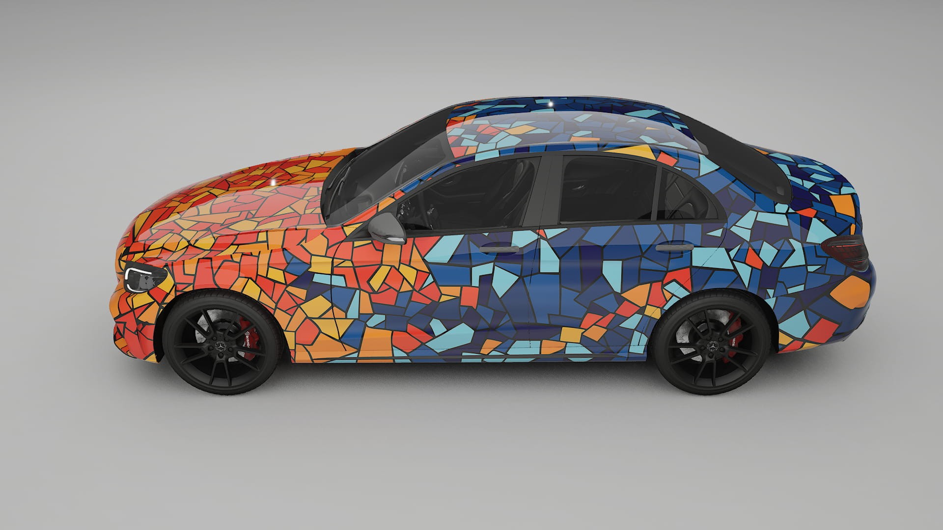 Mercedes C-class W205 AMG sedan BARCELONA – Designad Wrap PPF-sats i utskrivbar polyuretanfilm