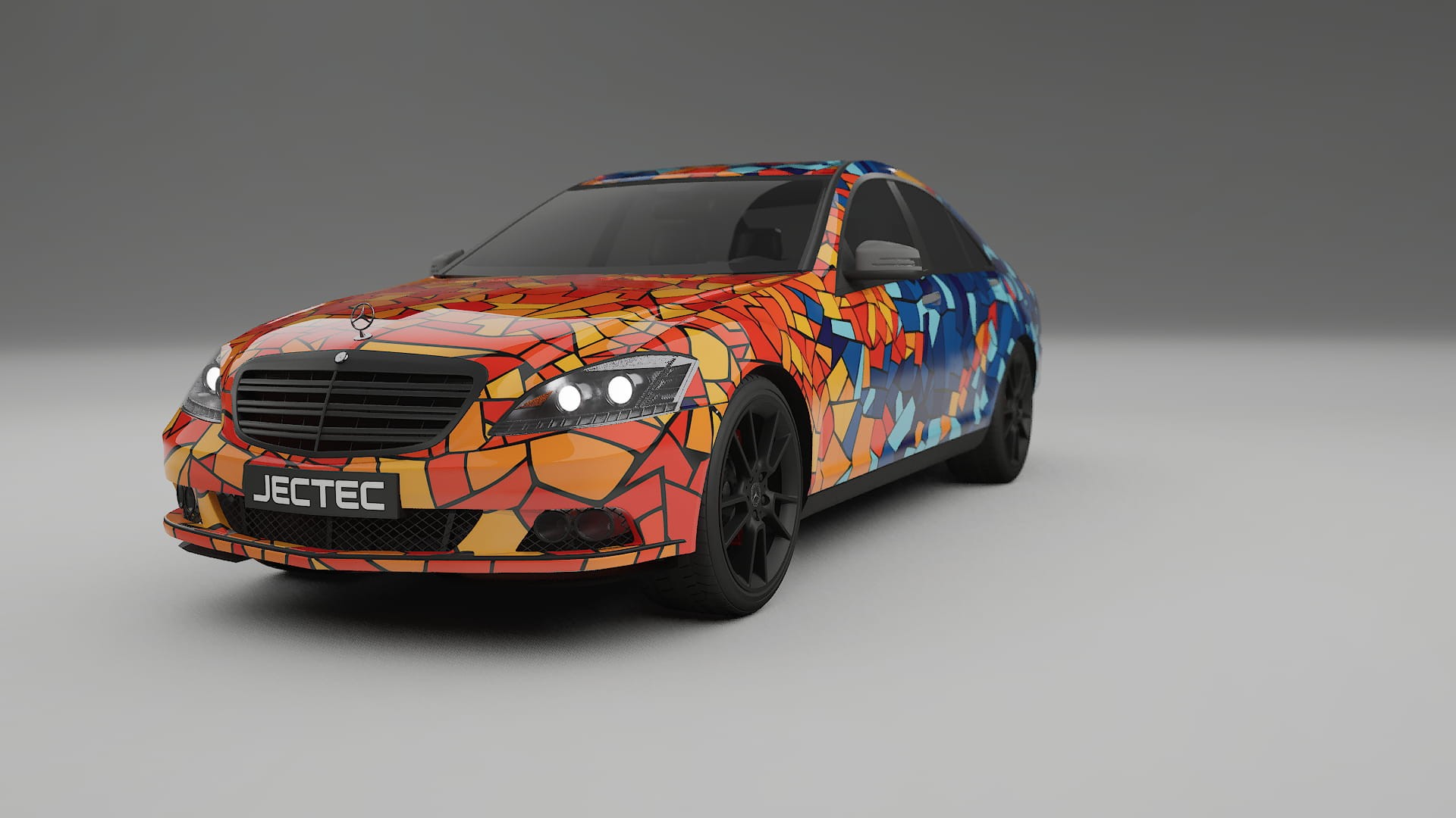 Mercedes S-class W221 facelift LCI BARCELONA – Designad Wrap PPF-sats i utskrivbar polyuretanfilm