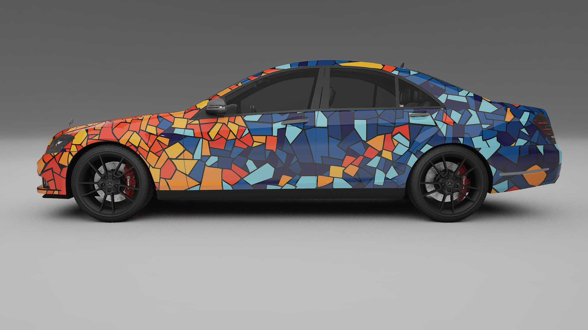 Mercedes S-class W221 facelift LCI BARCELONA – Designad Wrap PPF-sats i utskrivbar polyuretanfilm