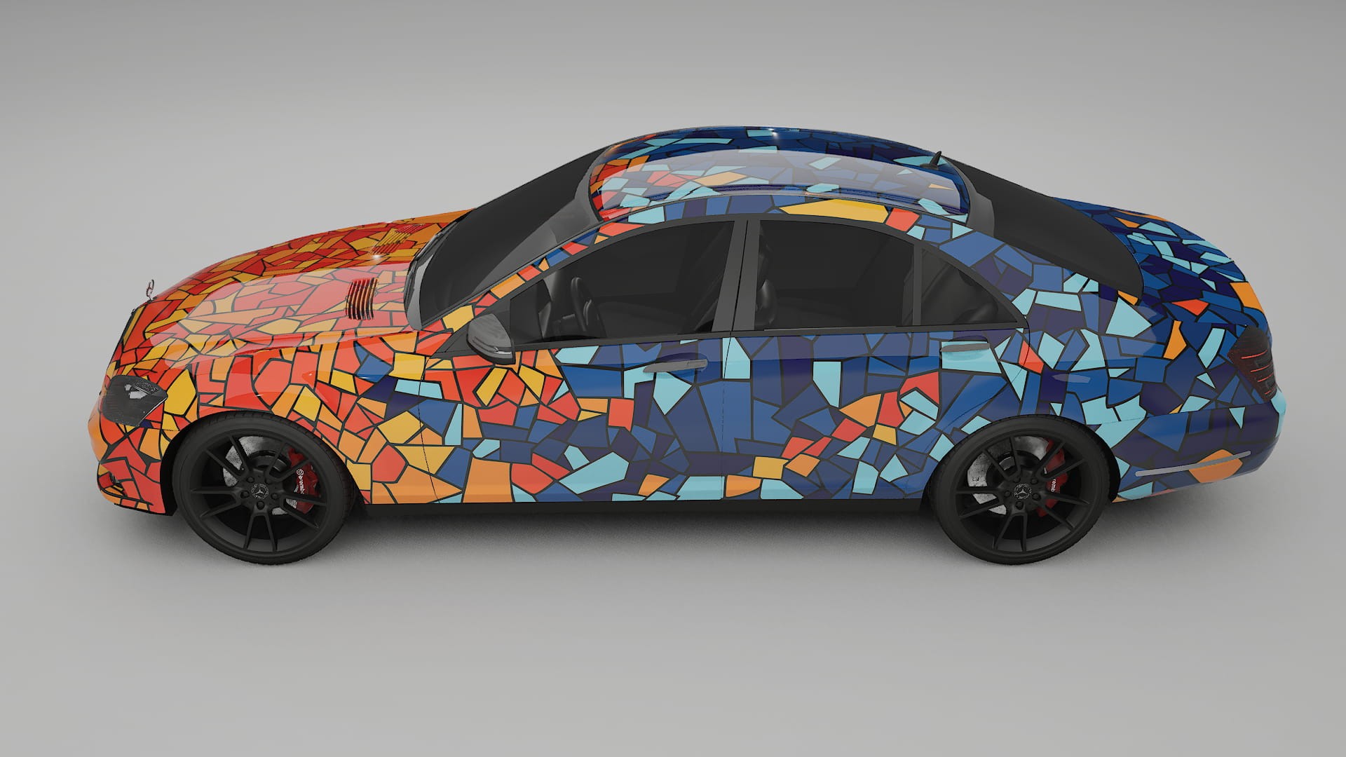 Mercedes S-class W221 facelift LCI BARCELONA – Designad Wrap PPF-sats i utskrivbar polyuretanfilm