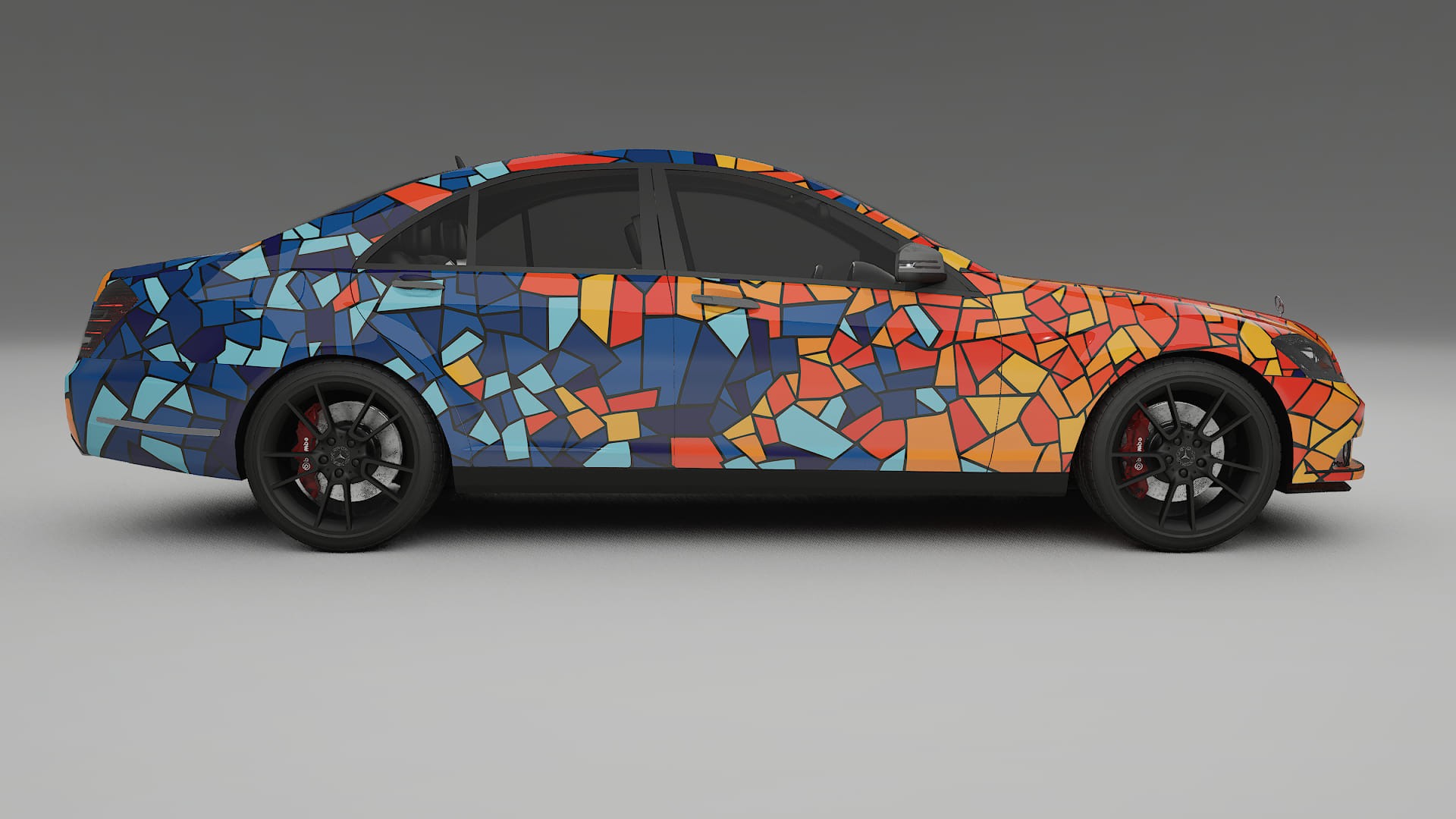 Mercedes S-class W221 facelift LCI BARCELONA – Designad Wrap PPF-sats i utskrivbar polyuretanfilm