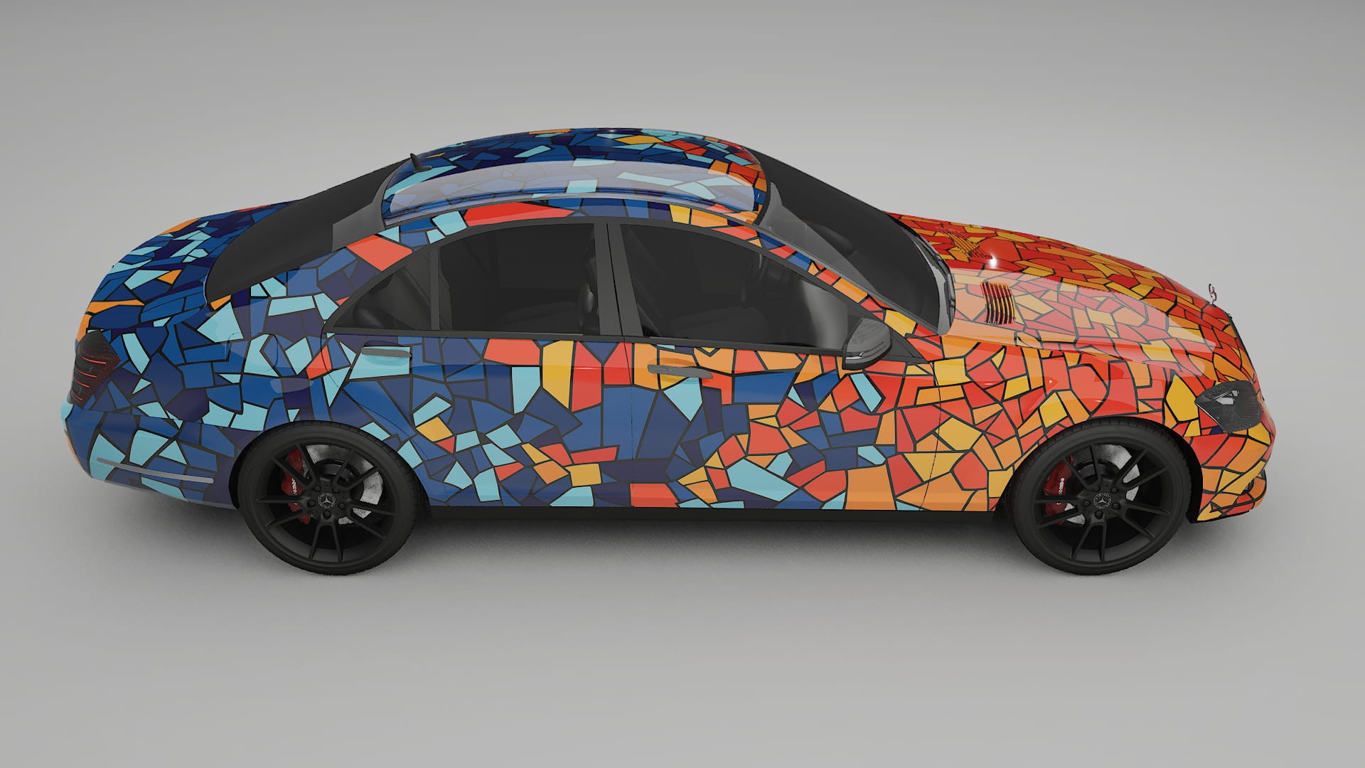 Mercedes S-class W221 facelift LCI BARCELONA – Designad Wrap PPF-sats i utskrivbar polyuretanfilm