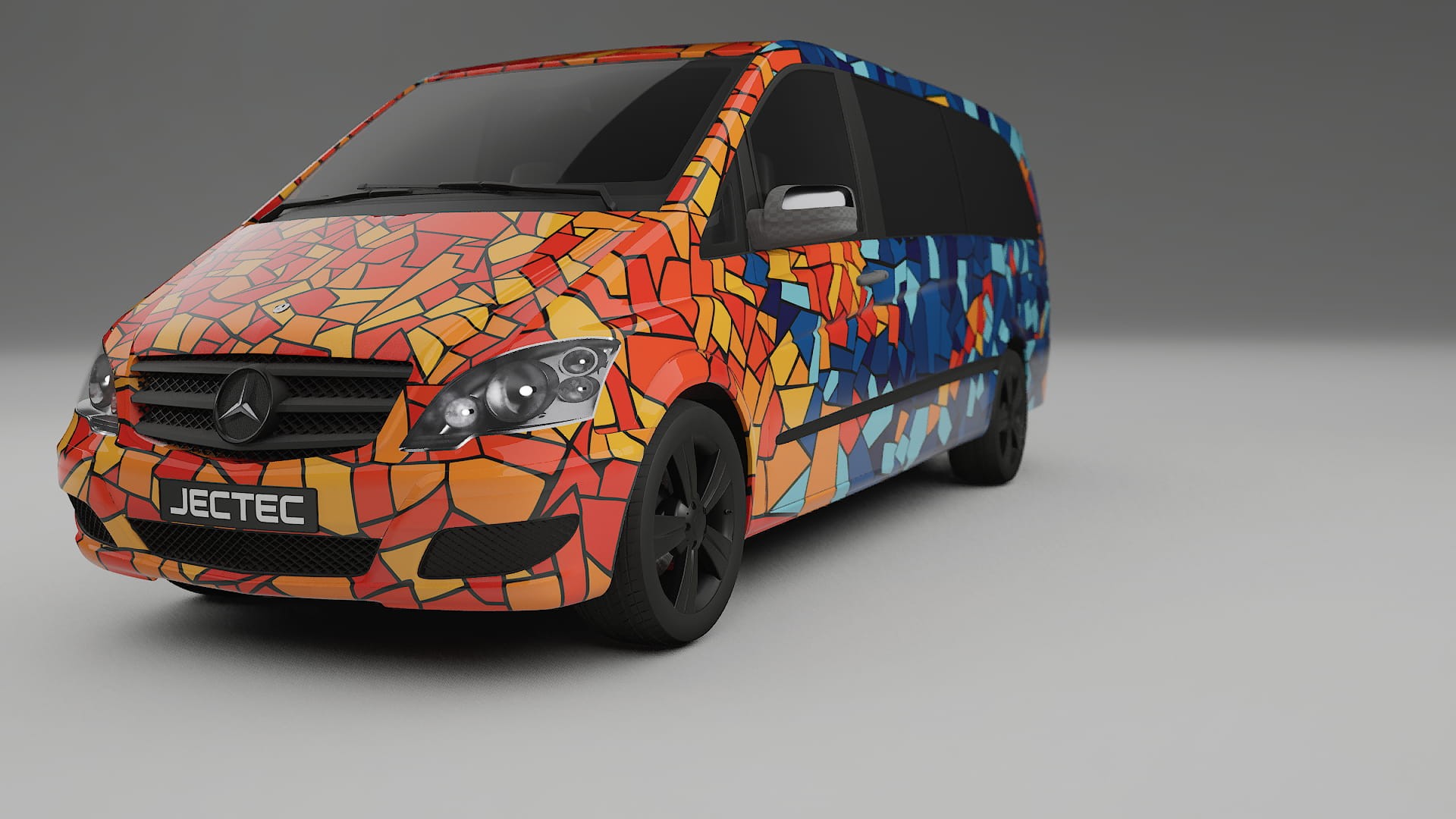 Mercedes Viano Extralong W439 Facelift LCI BARCELONA – Designad Wrap PPF-sats i utskrivbar polyuretanfilm