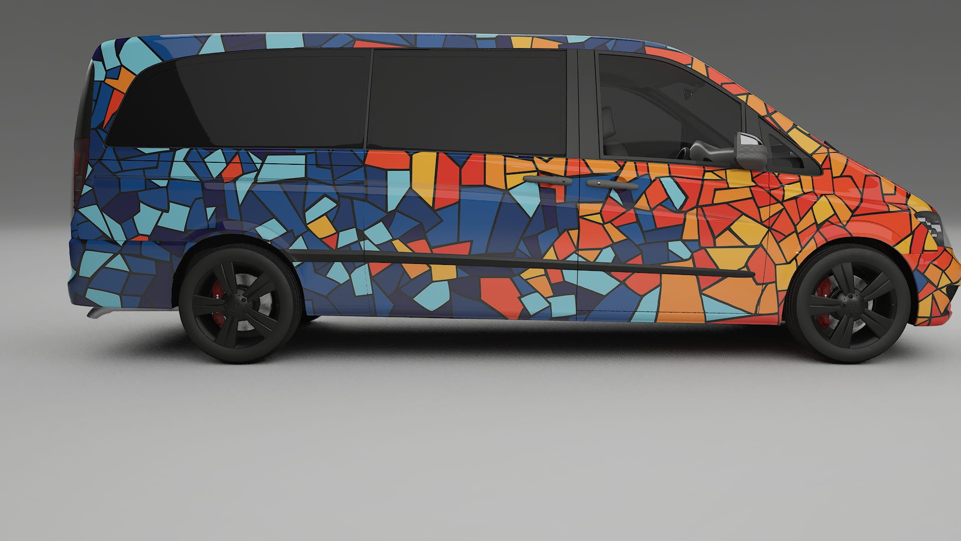 Mercedes Viano Extralong W439 Facelift LCI BARCELONA – Designad Wrap PPF-sats i utskrivbar polyuretanfilm