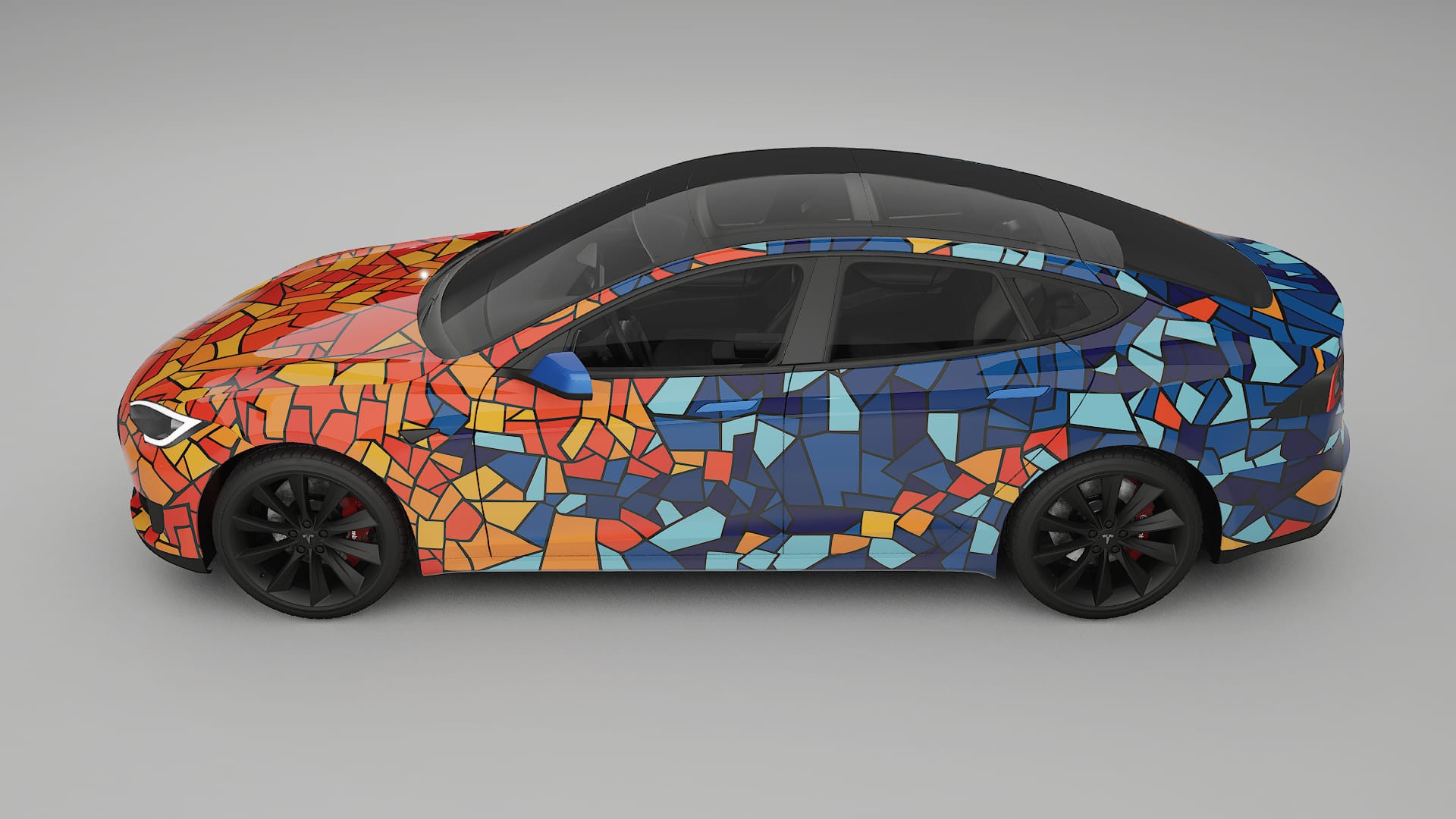 Tesla Model-S BARCELONA – Designad Wrap PPF-sats i utskrivbar polyuretanfilm