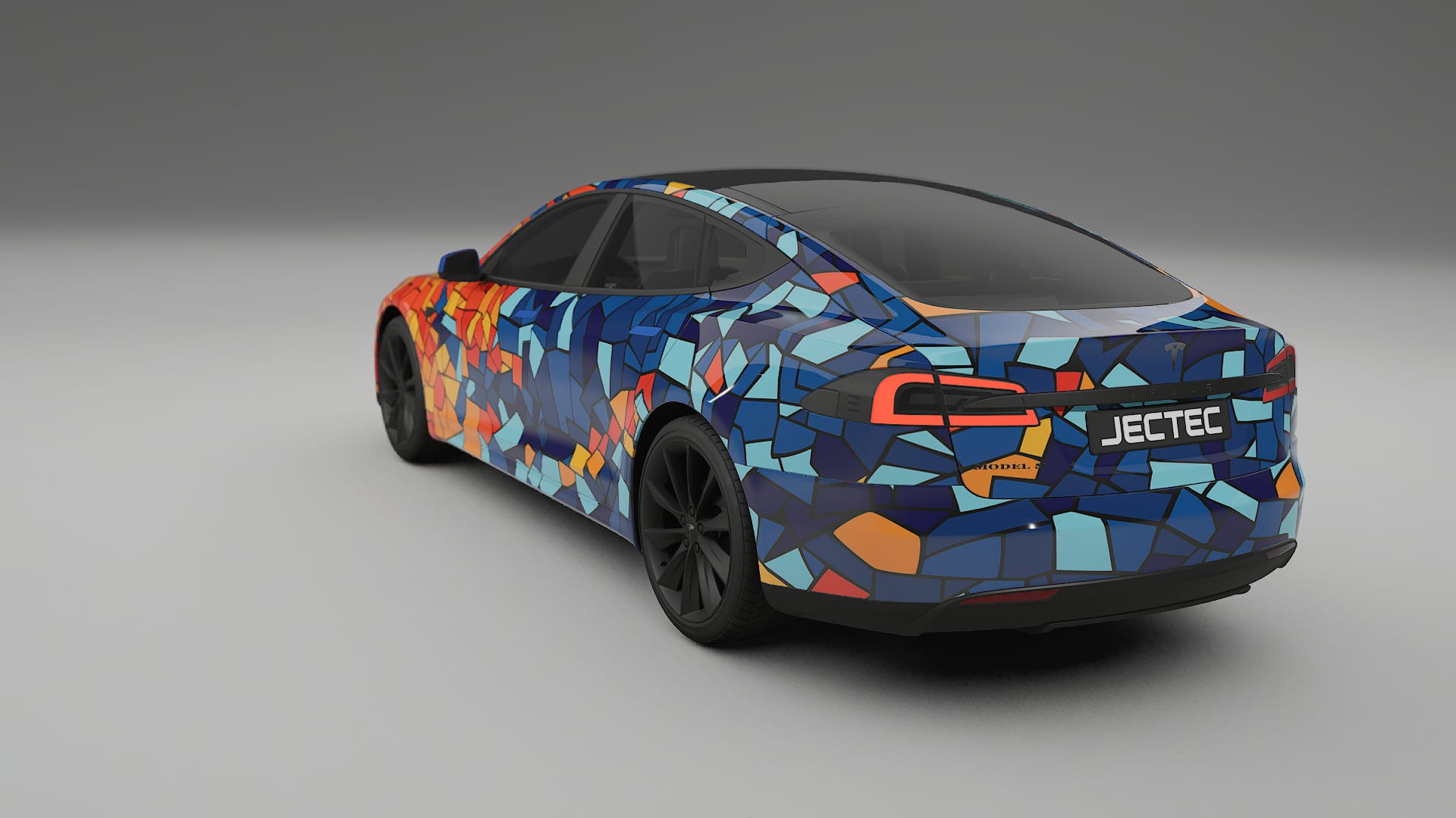 Tesla Model-S BARCELONA – Designad Wrap PPF-sats i utskrivbar polyuretanfilm