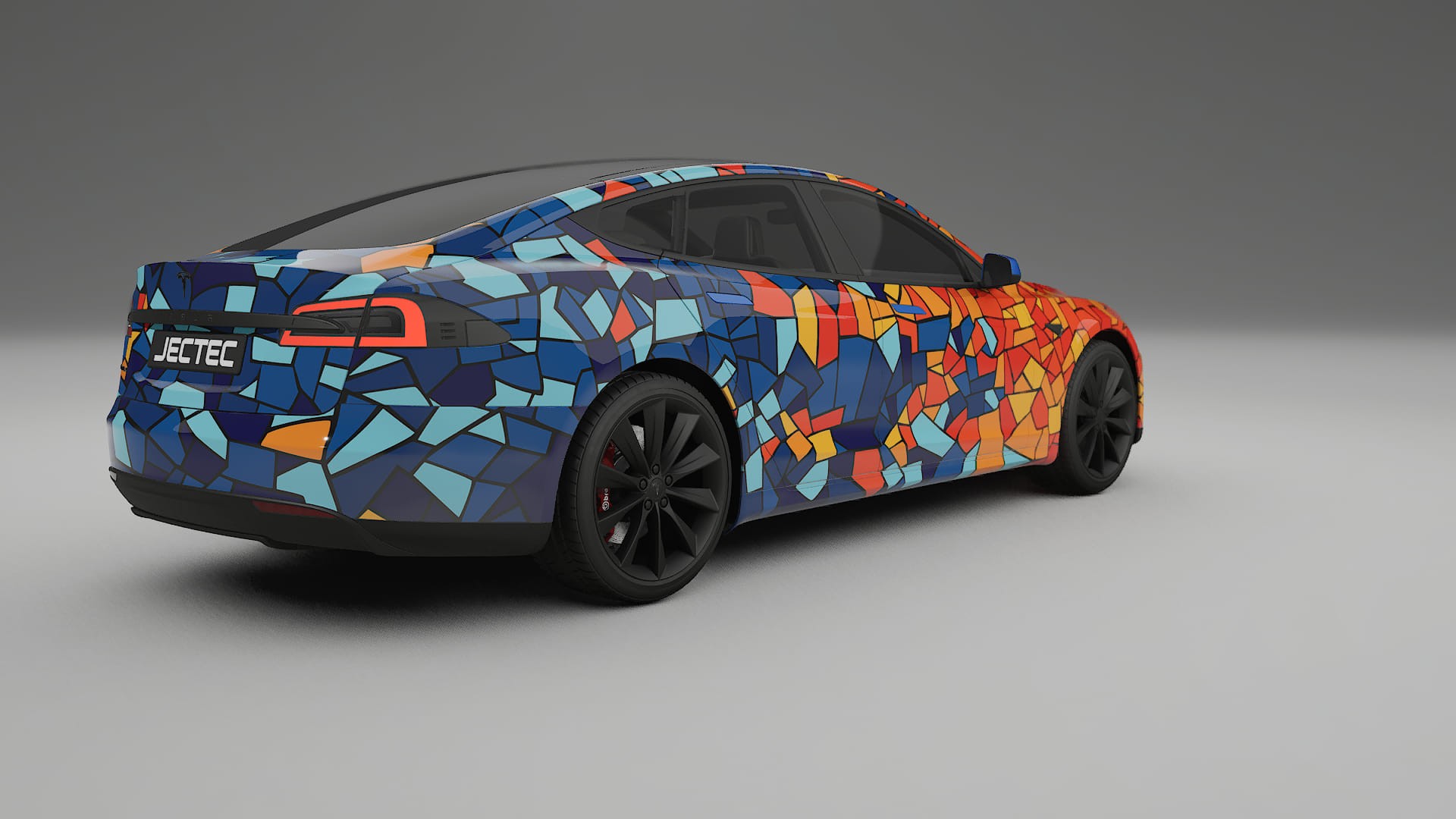 Tesla Model-S BARCELONA – Designad Wrap PPF-sats i utskrivbar polyuretanfilm