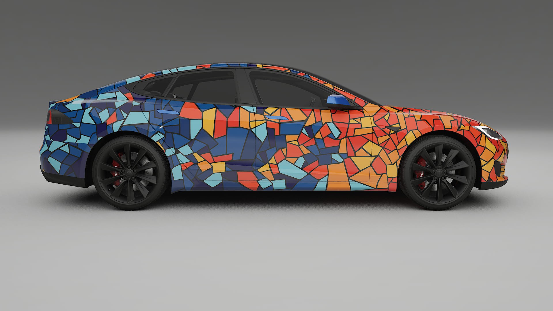 Tesla Model-S BARCELONA – Designad Wrap PPF-sats i utskrivbar polyuretanfilm
