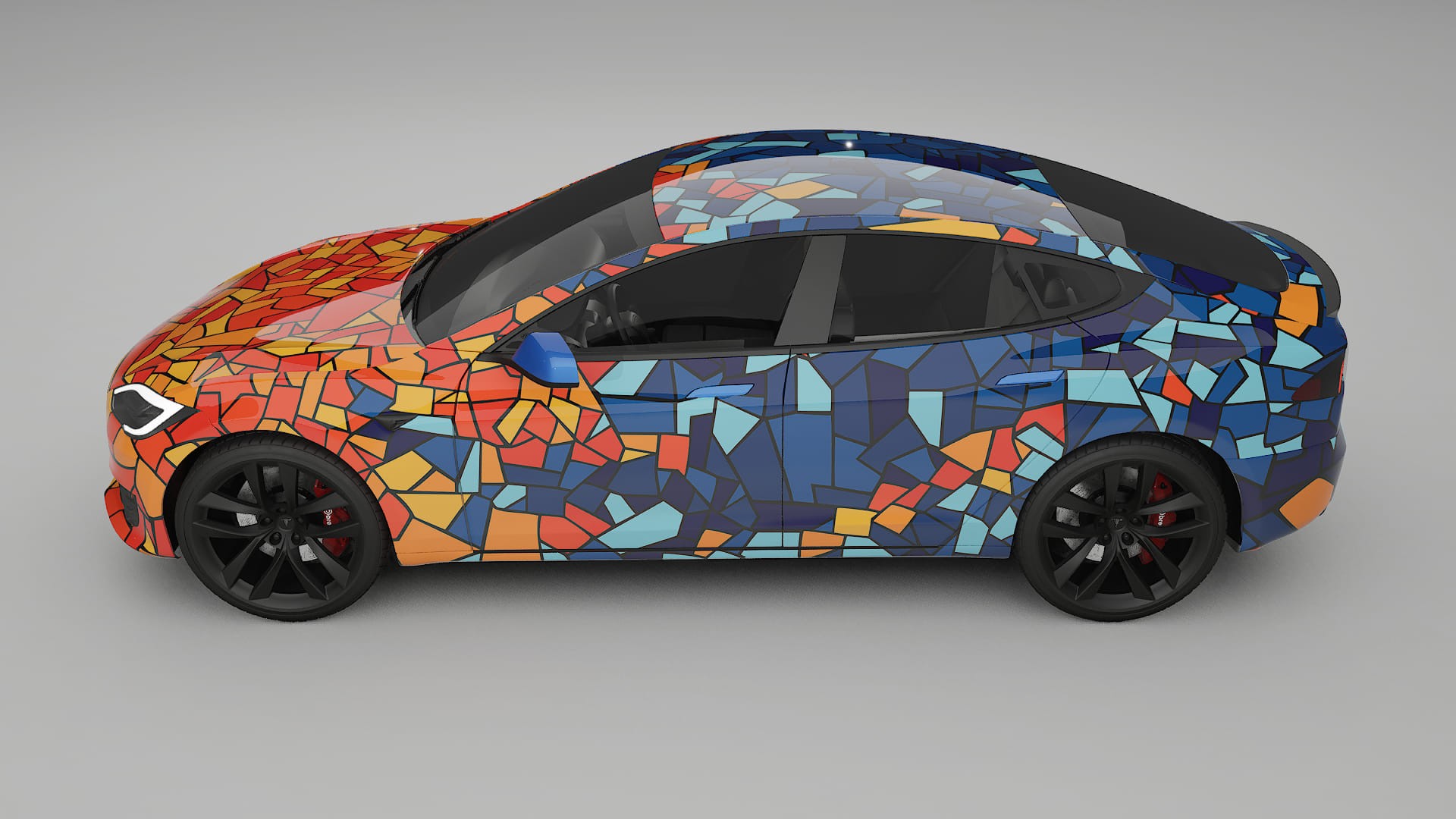Tesla Model-S Refresh BARCELONA – Designad Wrap PPF-sats i utskrivbar polyuretanfilm