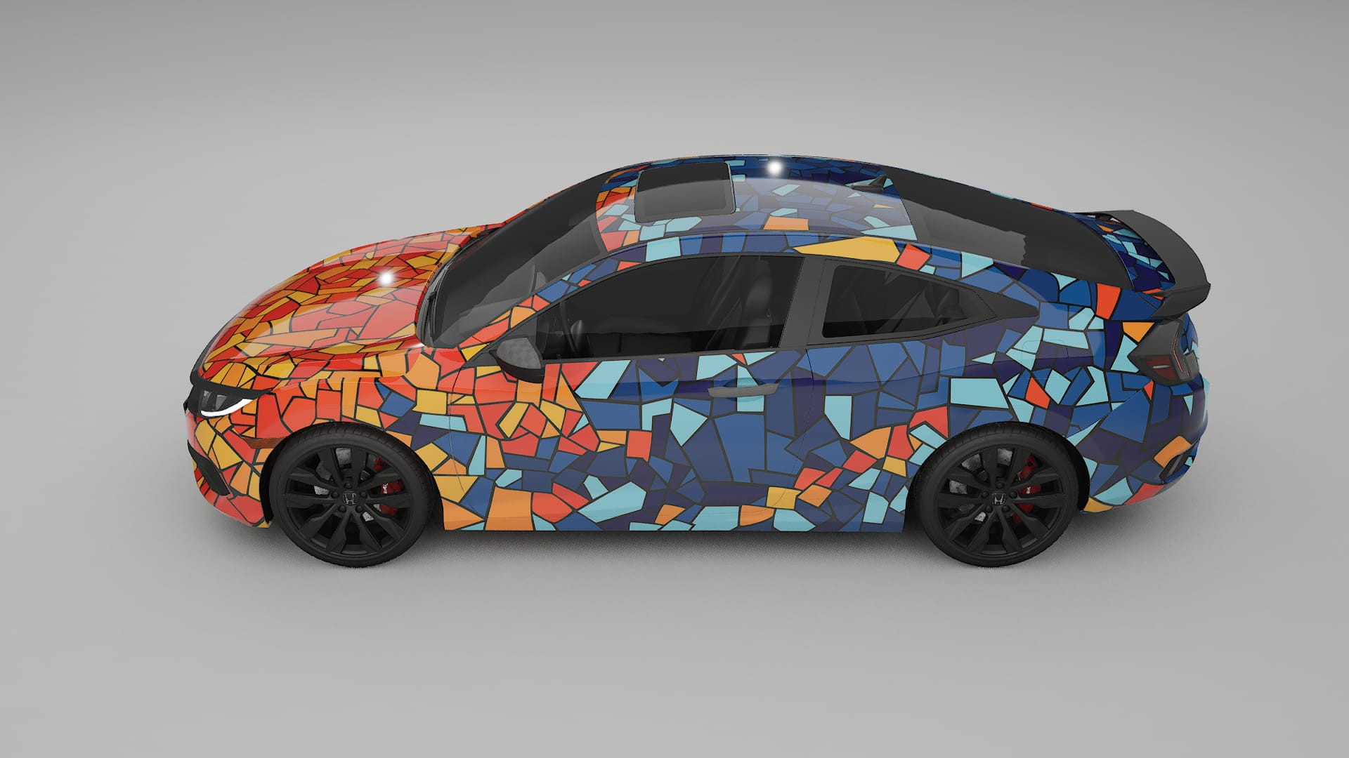 Honda Civic coupe prefacelift pre-LCI BARCELONA – Designad Wrap PPF-sats i utskrivbar polyuretanfilm