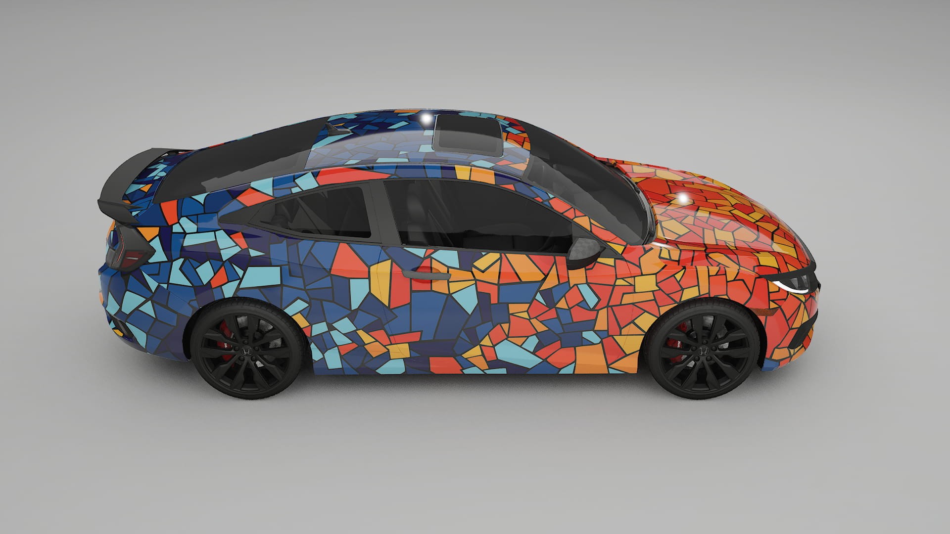 Honda Civic coupe prefacelift pre-LCI BARCELONA – Designad Wrap PPF-sats i utskrivbar polyuretanfilm