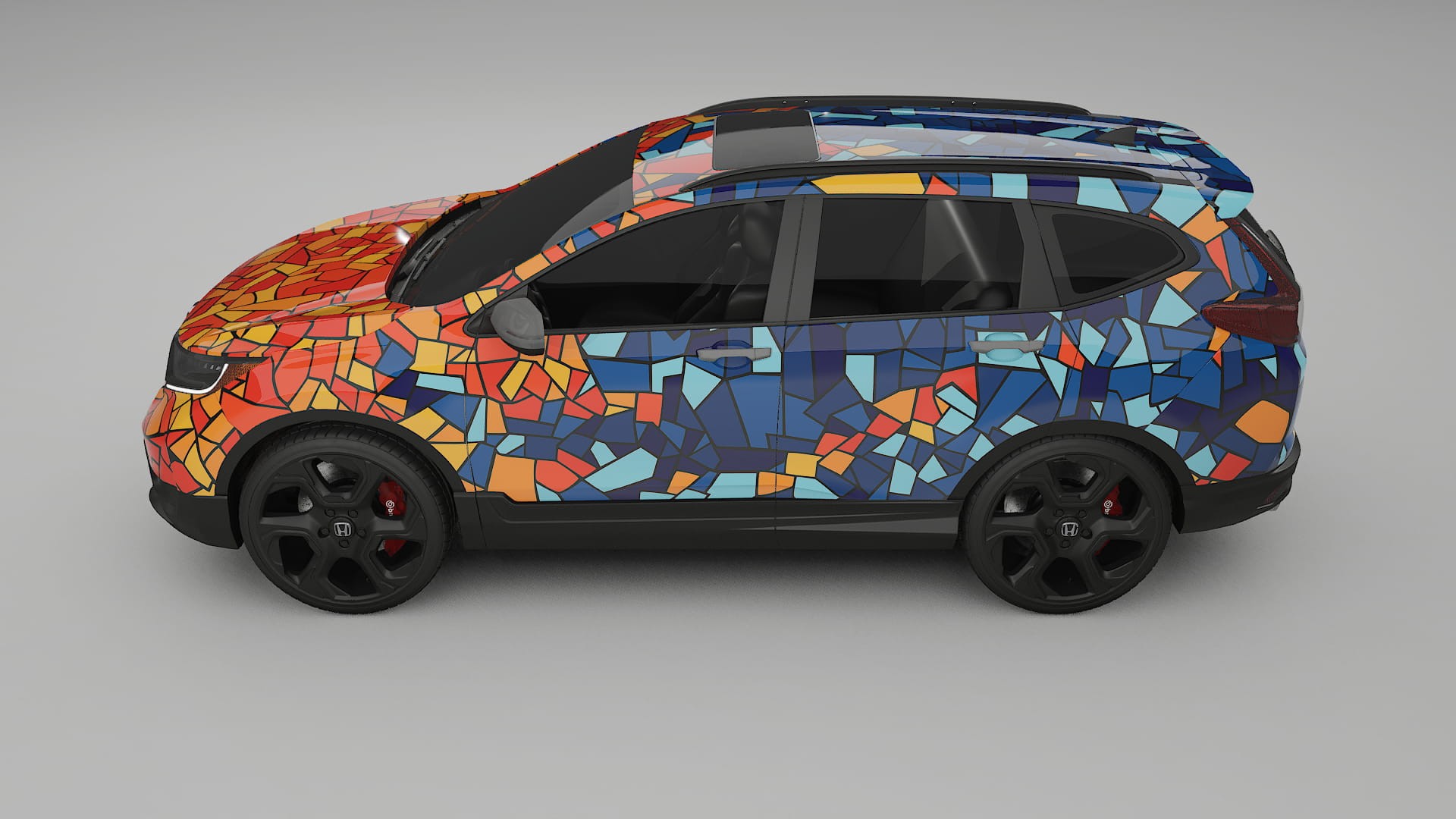 Honda CRV Touring prefacelift pre-LCI BARCELONA – Designad Wrap PPF-sats i utskrivbar polyuretanfilm