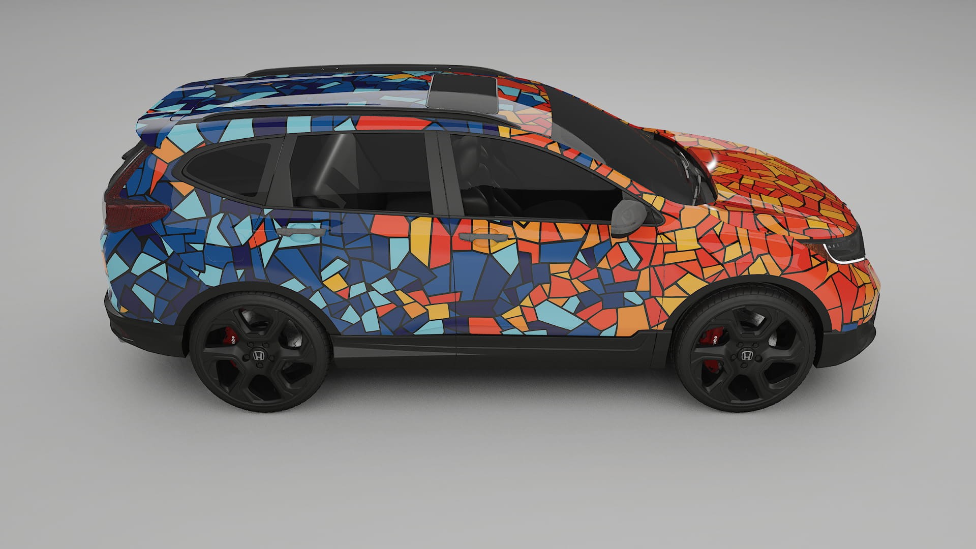 Honda CRV Touring prefacelift pre-LCI BARCELONA – Designad Wrap PPF-sats i utskrivbar polyuretanfilm