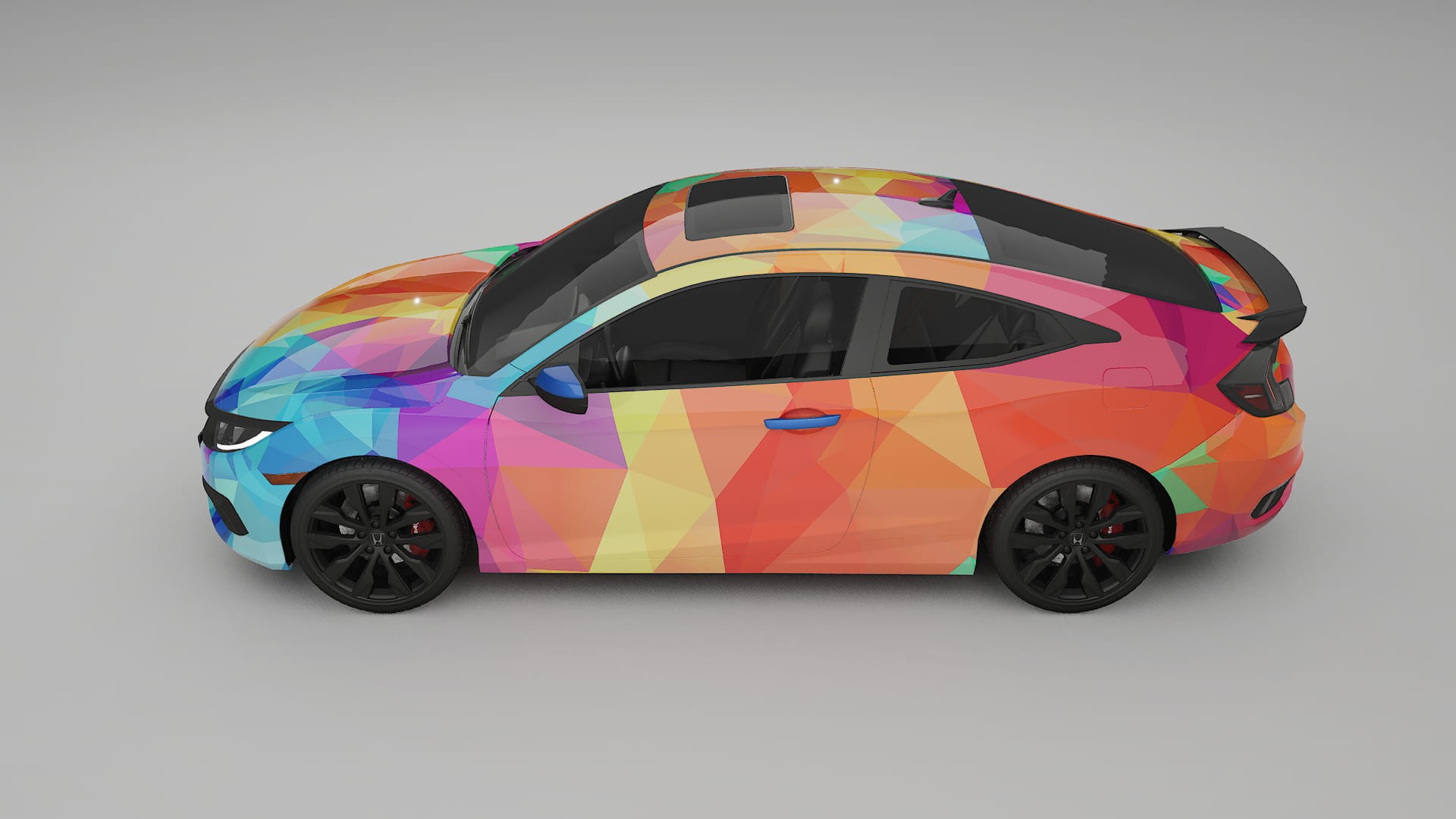 Honda Civic coupe prefacelift pre-LCI VECTOR VIBE – Designad Wrap PPF-sats i utskrivbar polyuretanfilm