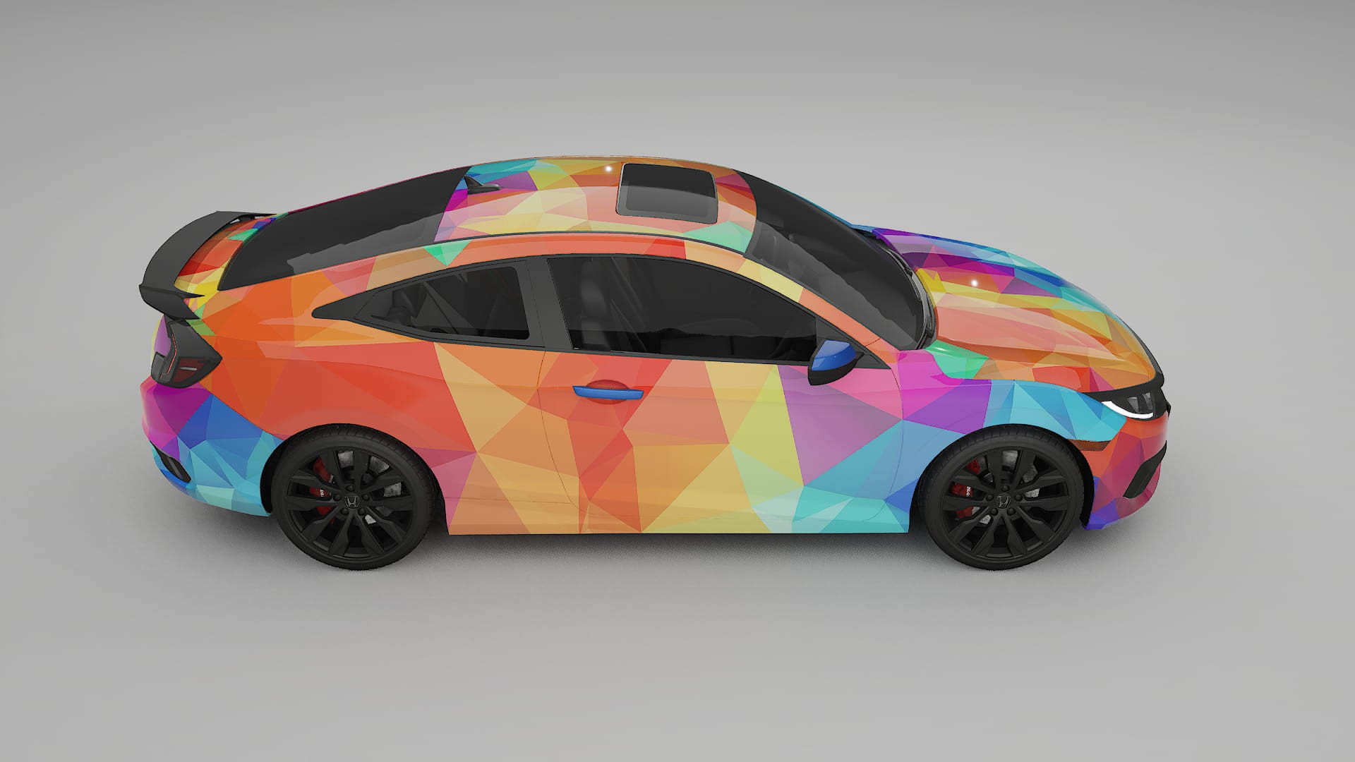Honda Civic coupe prefacelift pre-LCI VECTOR VIBE – Designad Wrap PPF-sats i utskrivbar polyuretanfilm