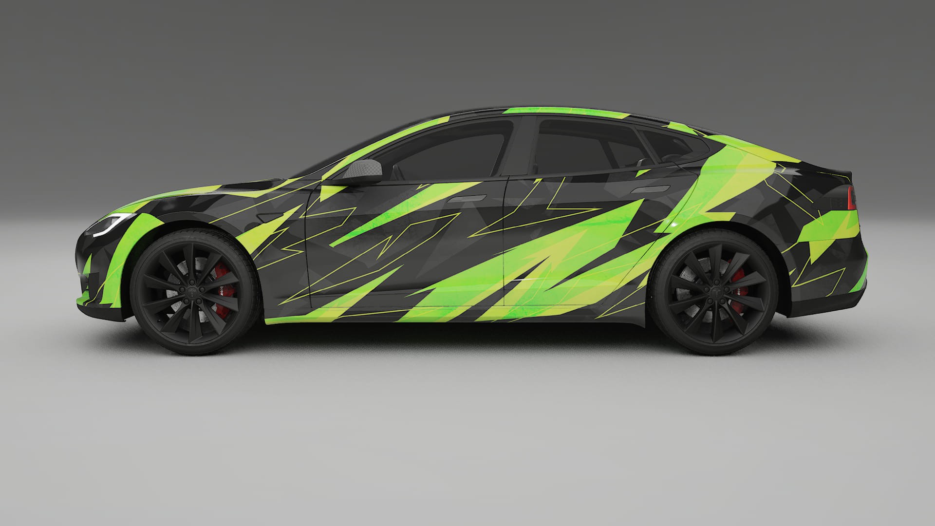 Tesla Model-S NINJA TURTLES – Designad Wrap PPF-sats i utskrivbar polyuretanfilm