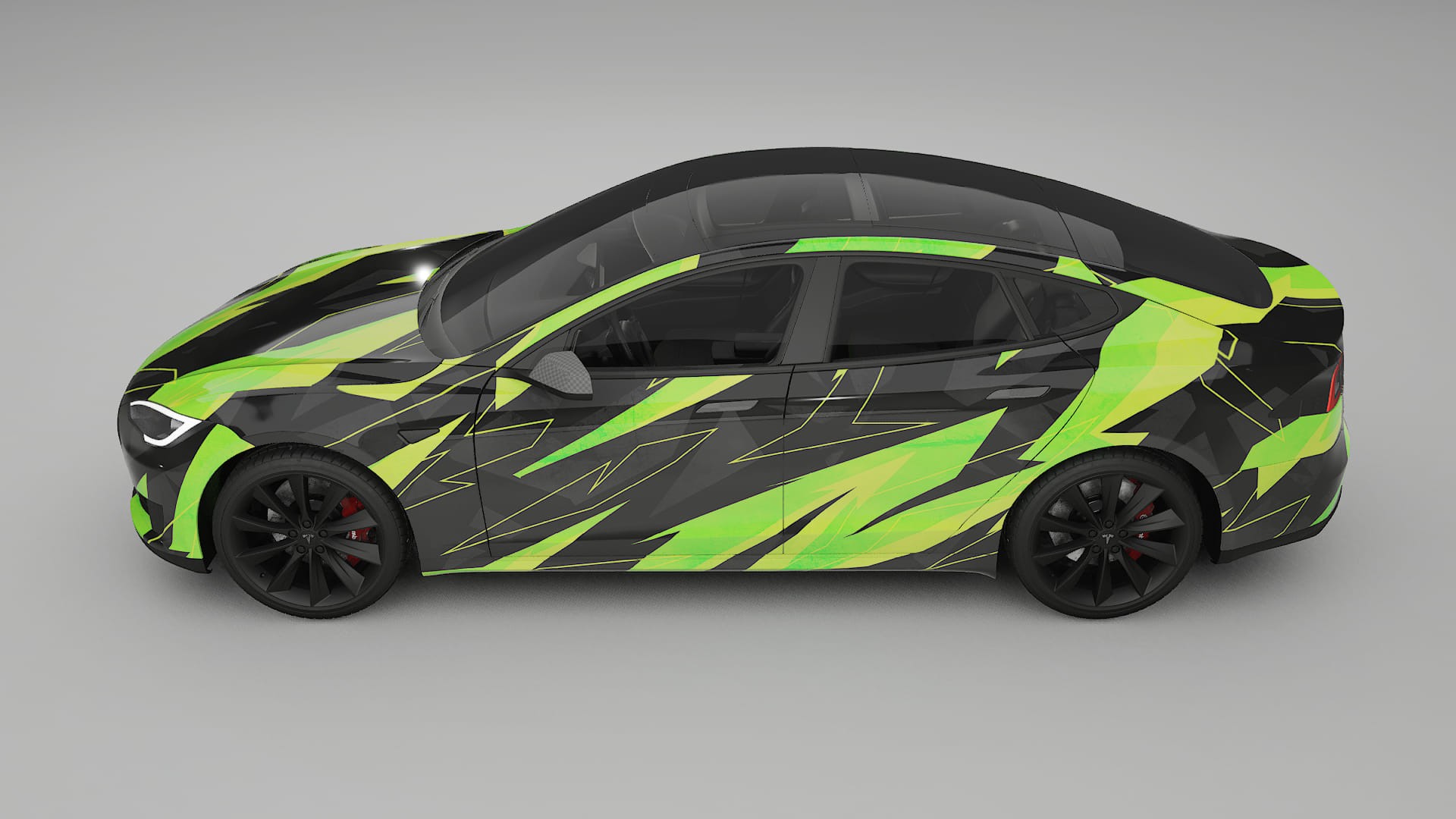 Tesla Model-S NINJA TURTLES – Designad Wrap PPF-sats i utskrivbar polyuretanfilm