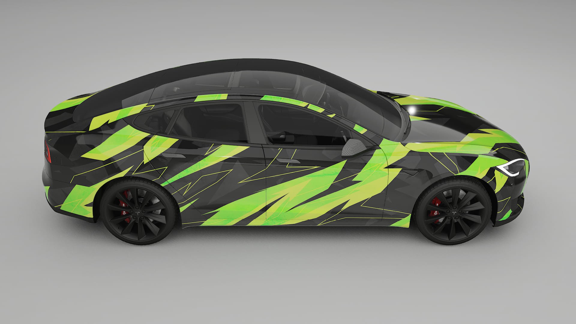 Tesla Model-S NINJA TURTLES – Designad Wrap PPF-sats i utskrivbar polyuretanfilm