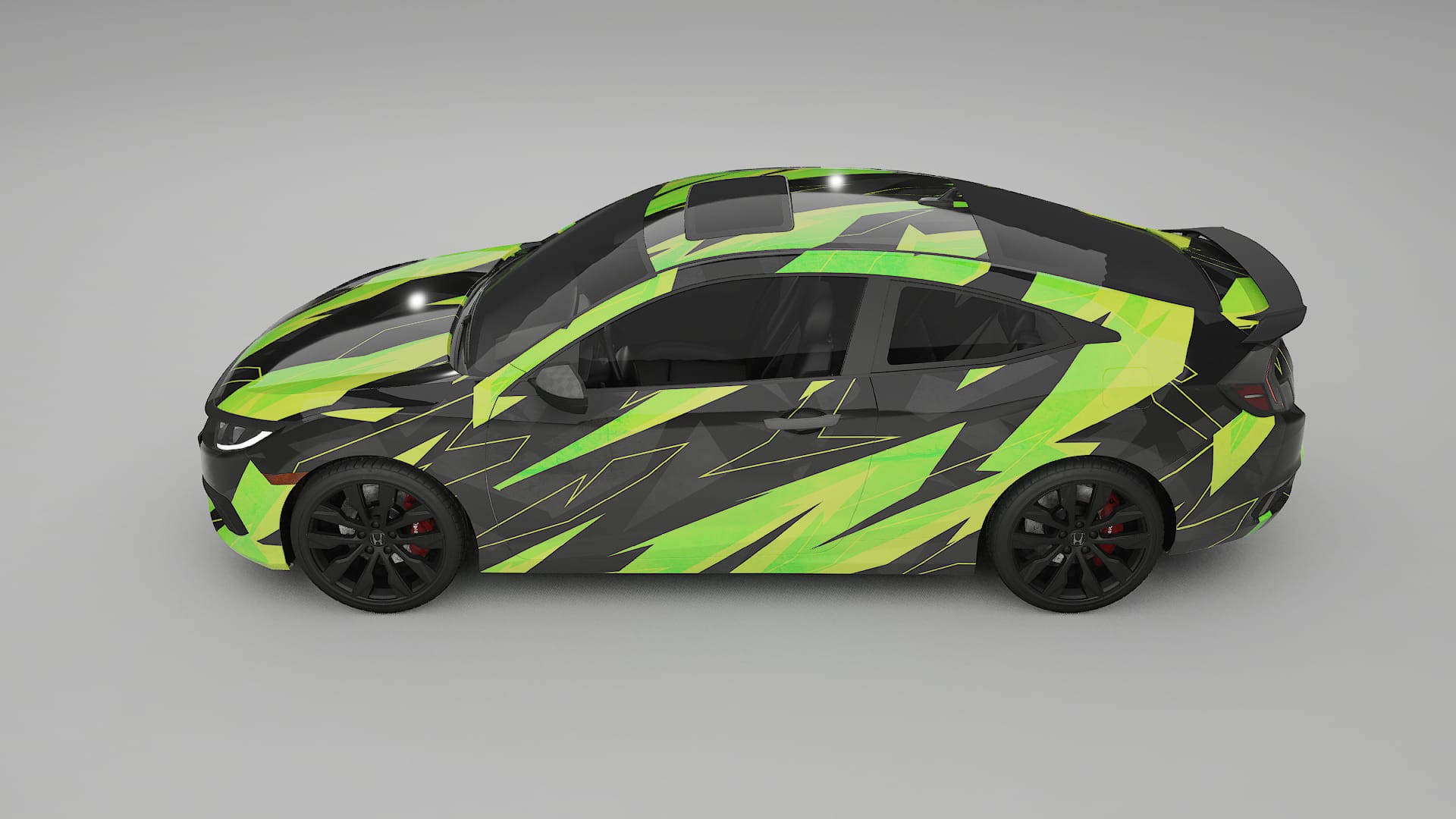 Honda Civic coupe prefacelift pre-LCI NINJA TURTLES – Designad Wrap PPF-sats i utskrivbar polyuretanfilm