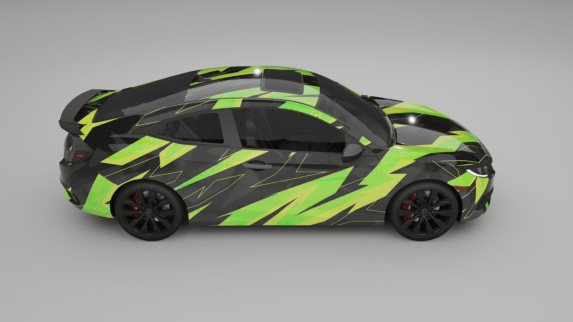 Honda Civic coupe prefacelift pre-LCI NINJA TURTLES – Designad Wrap PPF-sats i utskrivbar polyuretanfilm