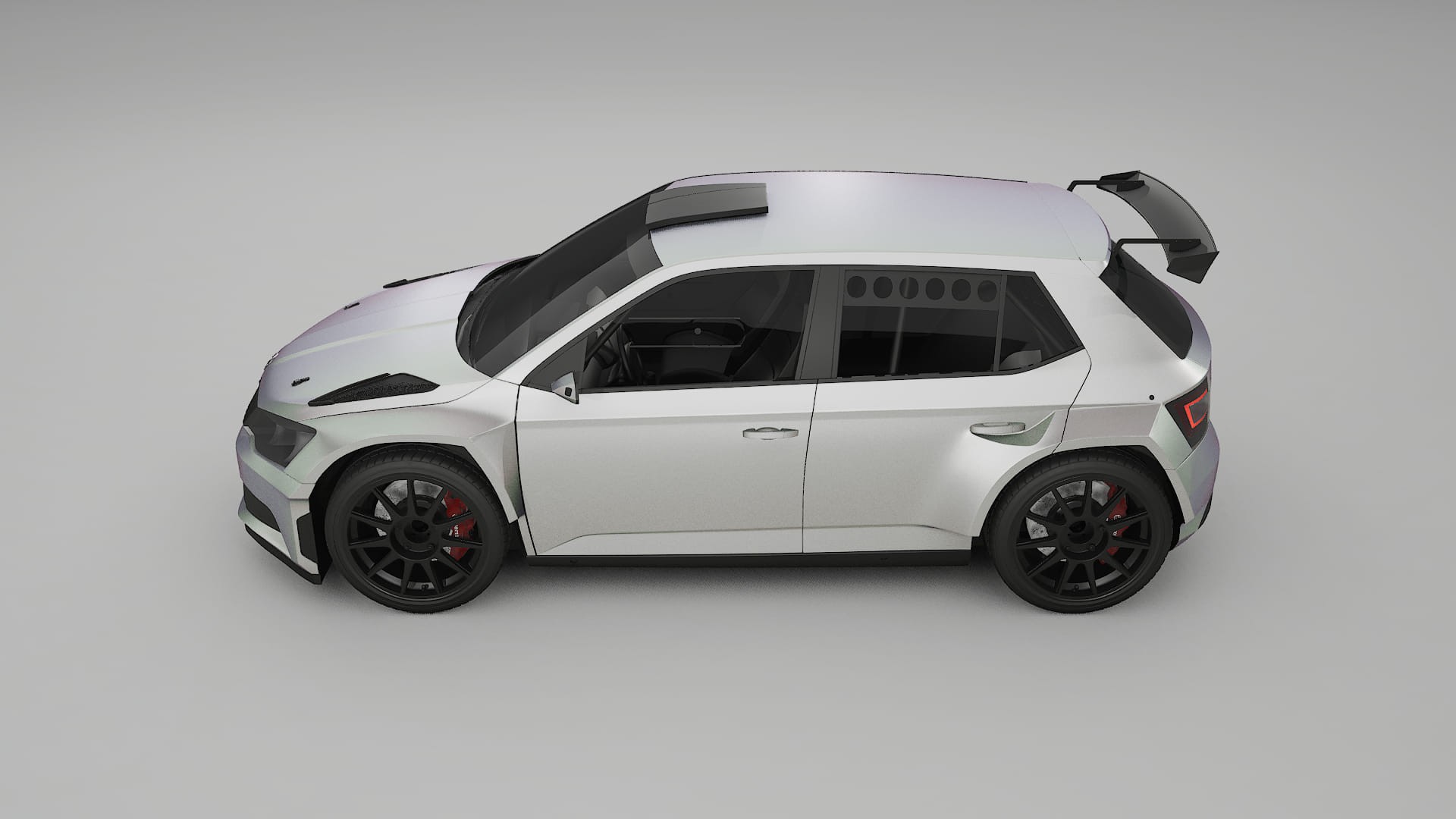 Škoda Fabia R5 6V TPU Lackskyddsfilm | NEBULA Färgskiftande PPF – Komplett Förskuret Kit