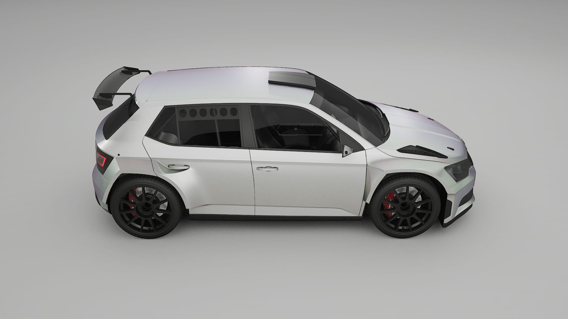 Škoda Fabia R5 6V TPU Lackskyddsfilm | NEBULA Färgskiftande PPF – Komplett Förskuret Kit