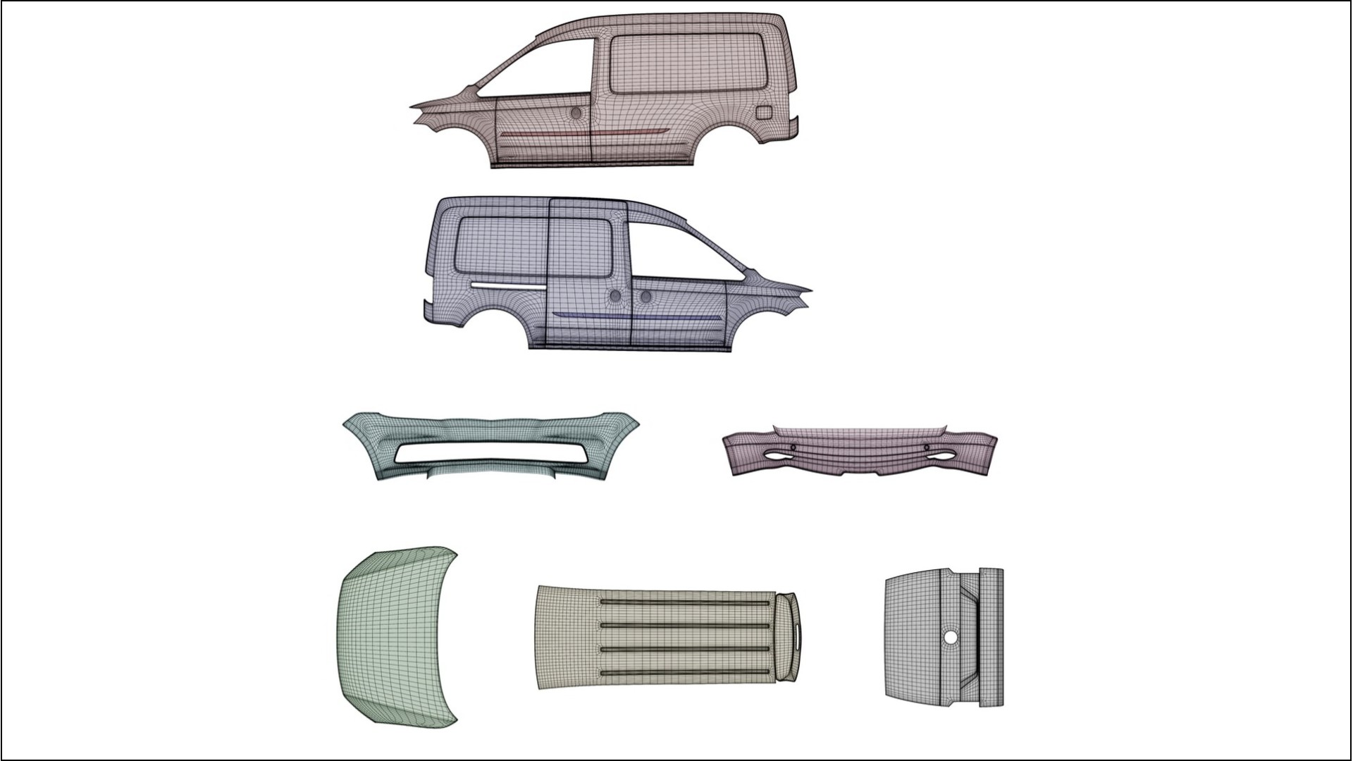 VW Caddy Maxi SB TPU Lackskyddsfilm | DUSTY Färgskiftande PPF – Komplett Förskuret Kit 2